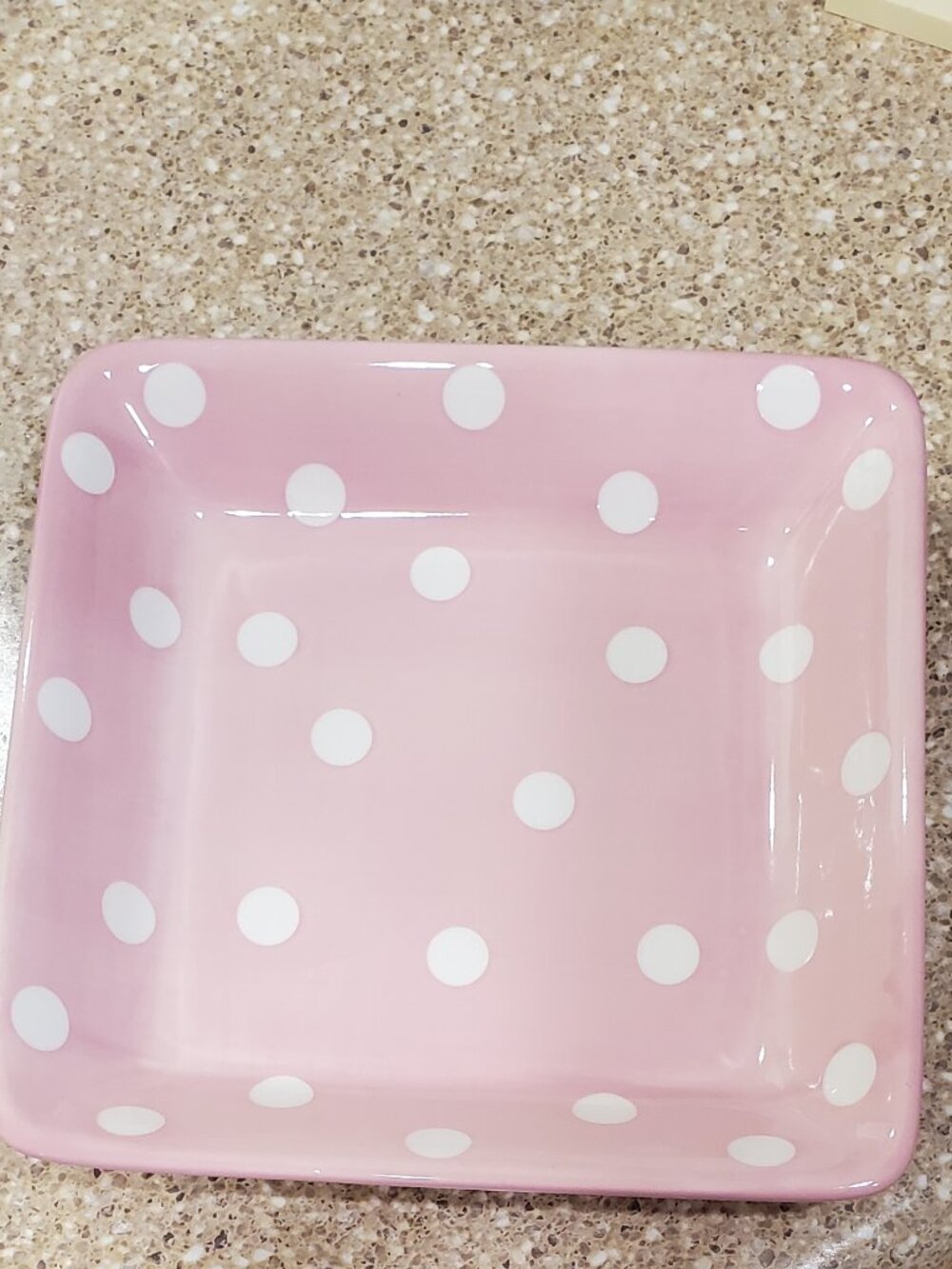 Pampered Chef Pink & White square serving plate. EUC!